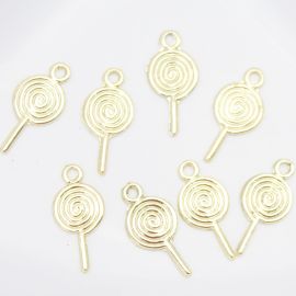 Pingente de Metal / 25x12mm - Pirulito (unidade)-Dourado