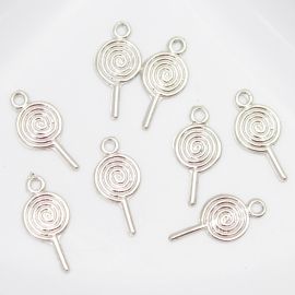 Pingente de Metal / 25x12mm - Pirulito (unidade)-Níquel