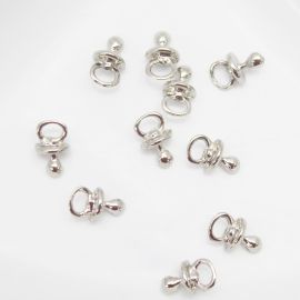 Pingente de Metal / 18x9mm - Chupeta (unidade) -Níquel