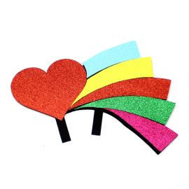 Kit de E.V.A com Glitter / 22x8,5cm - Coração com Arco-íris (1 kit)