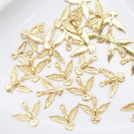 Pingente de Metal / 16x19mm - Pomba (unidade) - Dourado