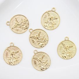Medalha de Metal / 26x22mm - São Miguel (unidade)-Dourado
