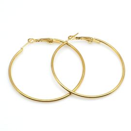 Brinco em Metal / 4,5cm - Argola com Trava (1 Par)-Dourado