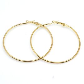 Brinco em Metal / 6,5cm - Argola com Trava (1 Par)-Dourado