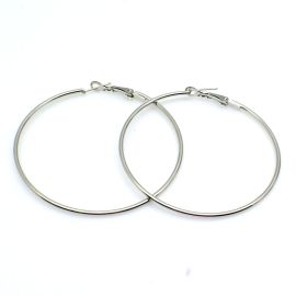 Brinco em Metal / 6,5cm - Argola com Trava (1 Par)-Níquel