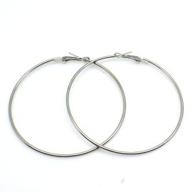 Brinco em Metal / 7,5cm - Argola com Trava (1 Par)-Níquel