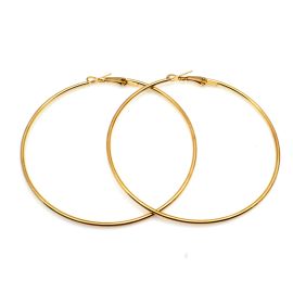 Brinco em Metal / 7,5cm - Argola com Trava (1 Par)-Dourado