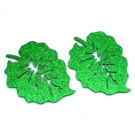 Aplique de E.V.A com Glitter / 11,5x8,3cm - Folha Costela de Adão (unid.)