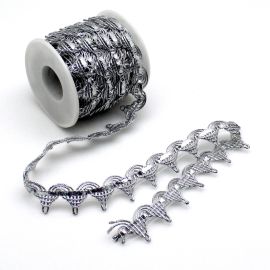 Tira Passamanaria / 2cm - Fita Galão Metalizada - (1 metro) - Prata