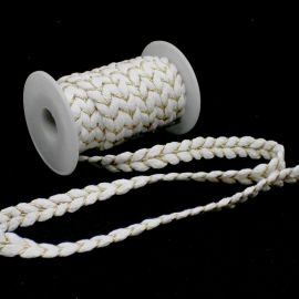 Tira Passamanaria / 1,5cm - Trançado com Fio Dourado (1 metro)