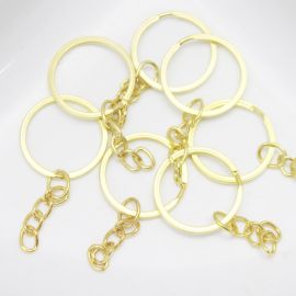 Argola de Chaveiro Reforçada com Corrente/ 25mm  (UNIDADE)-Dourado