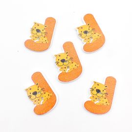 Botão de Madeira / Letras - Bichos Diversos (Unidade)-J