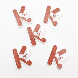 Botão de Madeira / Letras - Bichos Diversos (Unidade)-K