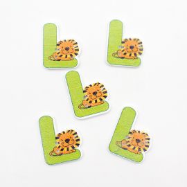 Botão de Madeira / Letras - Bichos Diversos (Unidade)-L