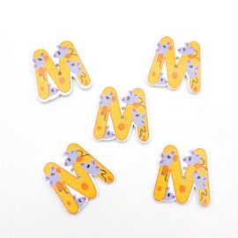 Botão de Madeira / Letras - Bichos Diversos (Unidade)-M