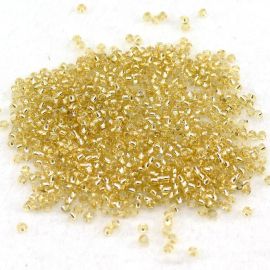 Miçanguinha (Preciosa) / 9/0 - Transparente com Miolo Prata (10 gramas)