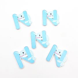 Botão de Madeira / Letras - Bichos Diversos (Unidade)-N