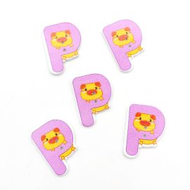 Botão de Madeira / Letras - Bichos Diversos (Unidade)-P