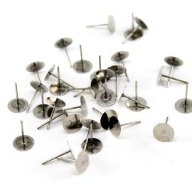 Base de Brinco em Metal / 8mm - Para Colagem (10 PARES)-Níquel