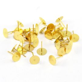Base de Brinco em Metal / 8mm - Para Colagem (10 PARES)