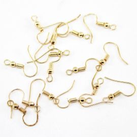 Base de Brinco / 20mm - Anzol (10 Pares)-Dourado