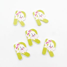 Botão de Madeira / Letras - Bichos Diversos (Unidade)-R