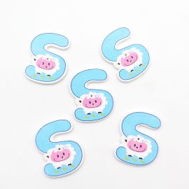 Botão de Madeira / Letras - Bichos Diversos (Unidade)-S