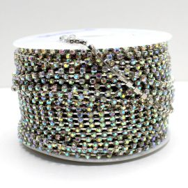 Corrente Níquel com Strass AB - SS12  (1 Metro)