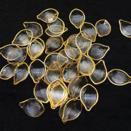 Pingente de Plástico / 22x15mm - Pétala com Borda Dourada(10 gramas) - Transparente