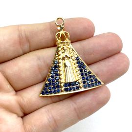 Pingente N.Senhora Aparecida / 43x37mm - Com Detalhe de Strass (unidade) - Dourado 