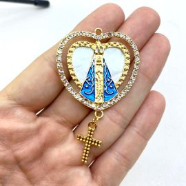Pingente N.Senhora Aparecida / 42x38mm - Com Detalhe em Strass (unidade) - Dourado 