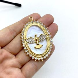 Pingente Pomba / 56x40mm - Com Detalhe em Strass (unidade) - Dourado 