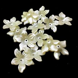 Conta de ABS Perolado / 27mm- Flor (10 gramas) - Creme