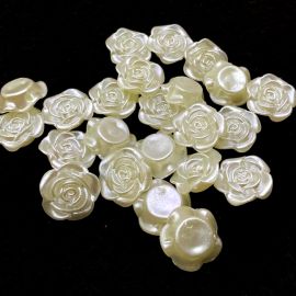 Conta de ABS Perolado / 18mm - Flor (10 gramas) - Creme