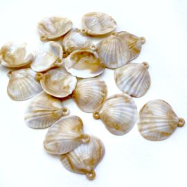 Pingente de Plástico Mesclado / 28mm - Concha (10 gramas) - Bege