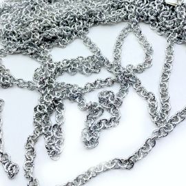 Corrente de Alumínio / 8mm - Elo Redondo (1 metro)-Níquel