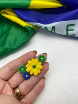 Tema Brasil - Flores / Aplique Emborrachado - 25x42mm (Unidade) 