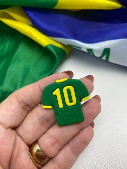 Tema Brasil - Camisa 10 / Aplique Emborrachado - 31x32mm (Unidade) - Verde