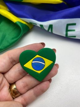 Tema Brasil - Coração / Aplique Emborrachado - 35x41mm (Unidade)