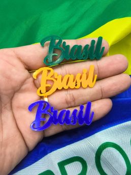 Tema Brasil / Aplique de Acrílico 17x50mm - Brasil (unidade)
