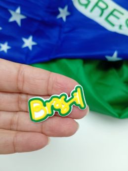 Tema Brasil - Nome Brasil / Aplique Emborrachado - 15x35mm (Unidade) 