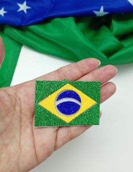 Tema Brasil / Kit em E.V.A com Glitter - BANDEIRA 5x4cm