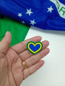 Tema Brasil - Coração / Aplique Emborrachado - 25x30mm (Unidade) 