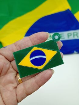 Tema Brasil / Pingente de Acrílico 50x30mm - Bandeira (unidade)
