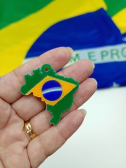 Tema Brasil / Pingente de Acrílico 41x38mm - Mapa (unidade)