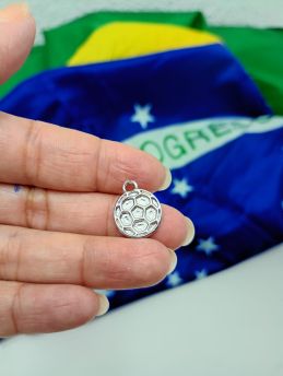 Tema Brasil / Pingente de Metal - Bola 14mm (1 Unidade) -Níquel