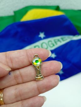 Tema Brasil / Pingente de Metal - Taça 25mm (1 Unidade) - Níquel