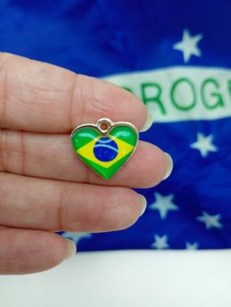 Tema Brasil / Pingente de Metal - Coração 17mm (1 Unidade)