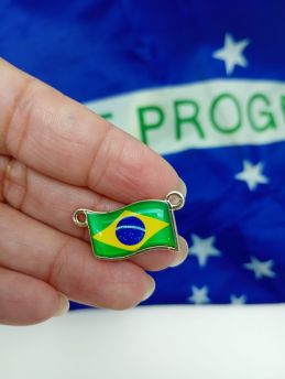 Tema Brasil / Pingente de Metal - Retângulo 25mm (1 Unidade)