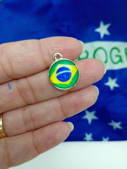 Tema Brasil / Pingente de Metal - Redondo 15mm (1 Unidade)